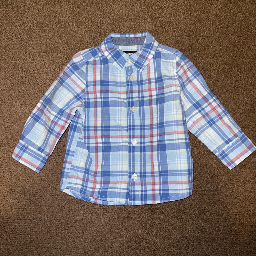 Plaid Kids Shirt - Blue and Pink